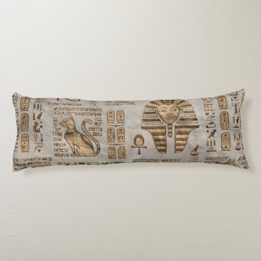 Egyptische hiërogliefen en godheden - goud lichaamskussen (Achterkant)