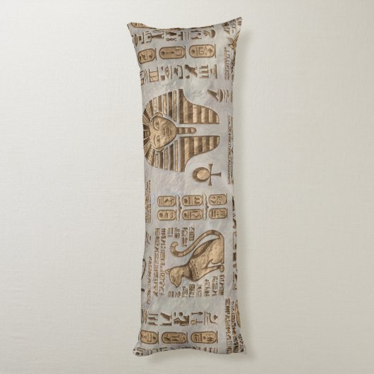 Egyptische hiërogliefen en godheden - goud lichaamskussen (Achterkant (Verticaal))