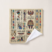 Egyptische hiërogliefen en godheden op papyrus bad handdoek (Wasdoekje)