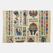Egyptische hiërogliefen en godheden op papyrus theedoek (Horizontaal)