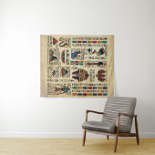 Egyptische hiërogliefen en godheden op papyrus wandkleed (In Situ (horizontaal))