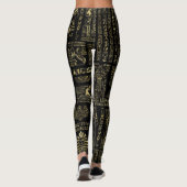 Egyptische hiërogliefen en oudheden in zwart goud leggings (Achterkant)