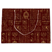 Egyptische hiërogliefen en symbolen op rood leder groot cadeauzakje (Voorkant)