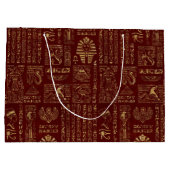 Egyptische hiërogliefen en symbolen op rood leder groot cadeauzakje (Achterkant)