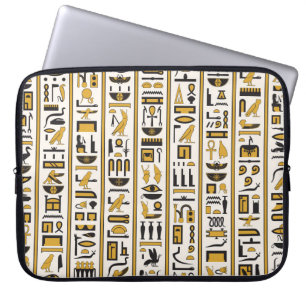 Egyptische hiërogliefen: geel-zwart naadloos. laptop sleeve
