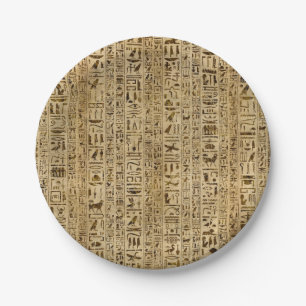 Egyptische hiërogliefen op papyrus papieren bordje