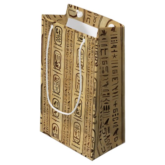 Egyptische hiërogliefen textuur klein cadeauzakje (Voorkant Gekanteld)