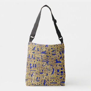 Egyptische hiërogliefhebbers, Lazuli en Gold Crossbody Tas