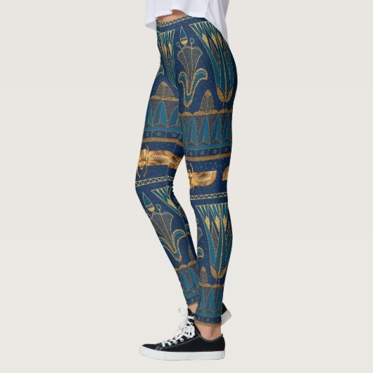 Egyptische Hieroglyphs Gold Beetles Golden Glitter Leggings (Links)