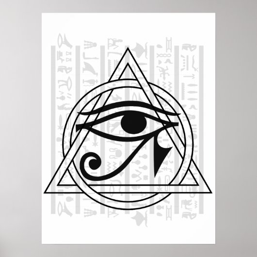 Egyptische Hieroglyphs - Oog van Horus Poster (Voorkant)