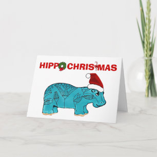 Egyptische hippo kerst feestdagen kaart