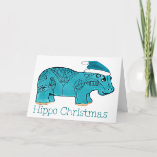 Egyptische hippo kerst feestdagen kaart