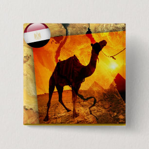 Egyptische kameel vierkante button 5,1 cm