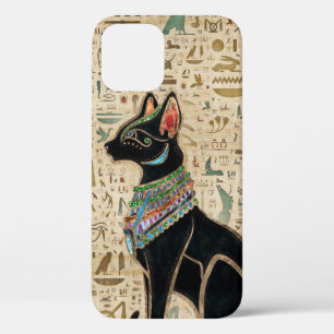 Egyptische kat - Bastet op papyrus iPhone 12 Hoesje