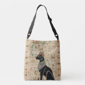 Egyptische kat - Bastet op papyrus Crossbody Tas (Achterkant)