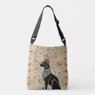 Egyptische kat - Bastet op papyrus Crossbody Tas