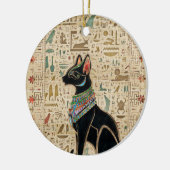 Egyptische kat - Bastet op papyrus Keramisch Ornament (Links)
