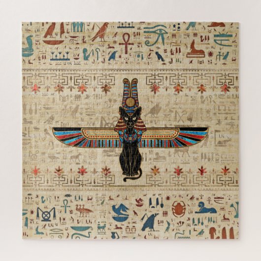 Egyptische kat - Bastet op papyrus Legpuzzel (Verticaal)