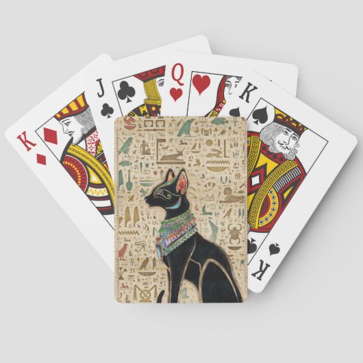 Egyptische kat - Bastet op papyrus Pokerkaarten (Achterkant)