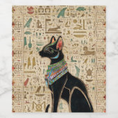 Egyptische kat - Bastet op papyrus Wijn Etiket (Enkel label)
