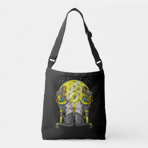 Egyptische kat Goddess Bastet Ankh Sacred Geometry Crossbody Tas