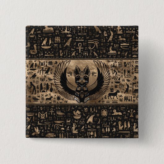 Egyptische Kat Goddess Bastet Vierkante Button 5,1 Cm (Voorkant)
