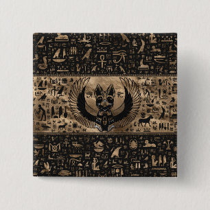Egyptische Kat Goddess Bastet Vierkante Button 5,1 Cm