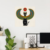 Egyptische kat Goddess Poster (Thuiskantoor)