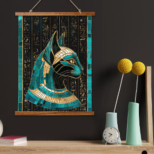 Egyptische Kat Godin Bastet - Mozaïek Kunst Hangend Wandkleed