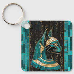 Egyptische Kat Godin Bastet - Mozaïek Kunst Sleutelhanger