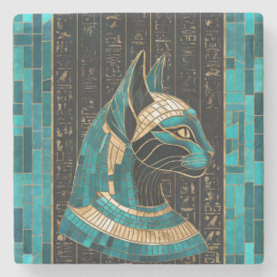 Egyptische Kat Godin Bastet - Mozaïek Kunst Stenen Onderzetter