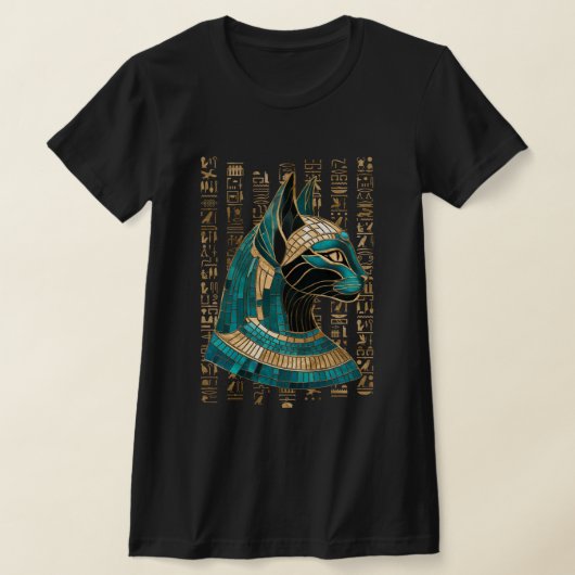 Egyptische Kat Godin Bastet - Mozaïek Kunst T-shirt (Laagn)