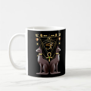 Egyptische kat Horus Eye Ankh Sacred Geometry Koffiemok