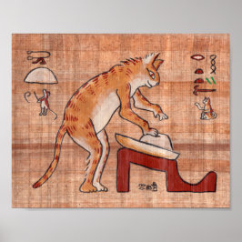 Egyptische kat Kneading Bread Dough Poster