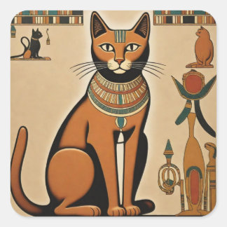 Egyptische kat vierkante sticker