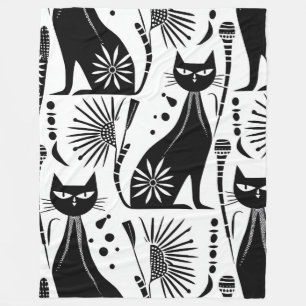 Egyptische kat - zwart-wit patroon fleece deken