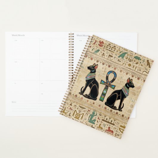 Egyptische katten en ankhkruis planner (Display)