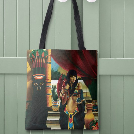 Egyptische koningin kat draak tote bag