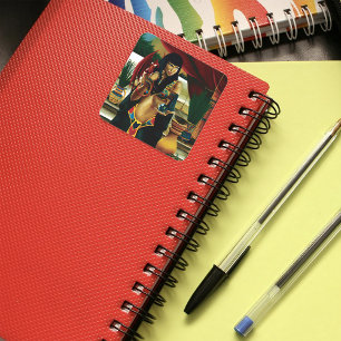 Egyptische koningin kat draak vierkante sticker