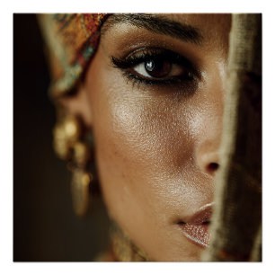 Egyptische Koningin Portret - Gouden Sieraden Exot Perfect Poster