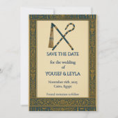 Egyptische kromstaf & vlegel Gouden save-the-date Save The Date (Voorkant)