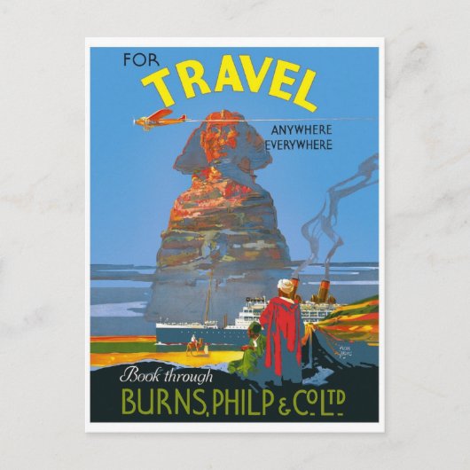 Egyptische luchtreisreclame Briefkaart (Voorkant)
