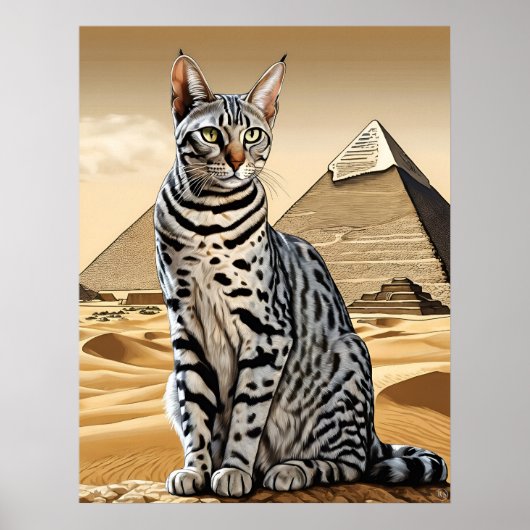 Egyptische Mau Cat - Kunstdruk Poster (Voorkant)