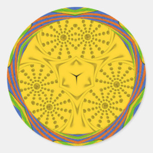 Egyptische Motif Art Print Geruit Lijst Design Ronde Sticker