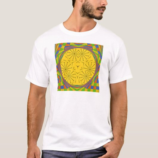 Egyptische Motif Art Print Geruit Lijst Design T-shirt (Voorkant)