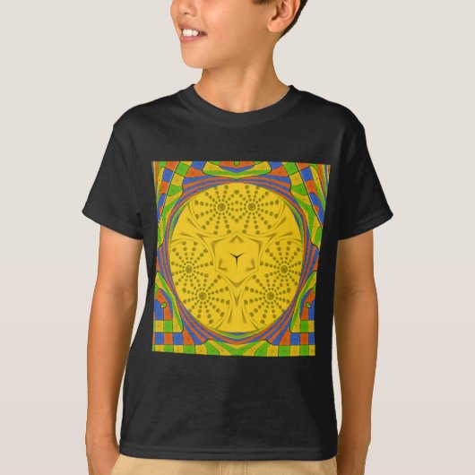 Egyptische Motif Art Print Geruit Lijst Design T-shirt (Voorkant)