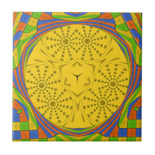 Egyptische Motif Art Print Geruit Lijst Design Tegeltje