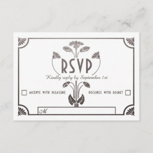 Egyptische Nouveau Bruiloft RSVP Kaarten Zilver &  Kaartje
