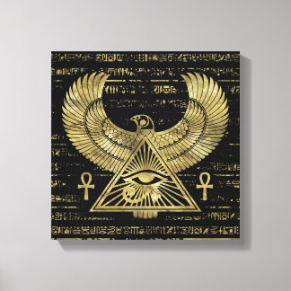 Egyptische ogen voor paarden - Wadjet Gold en Blac Canvas Afdruk