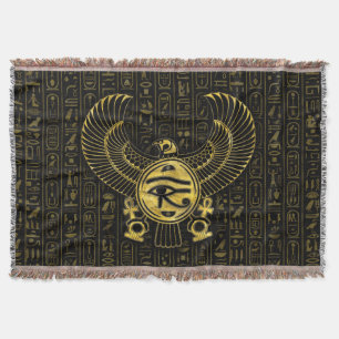 Egyptische ogen voor paarden - Wadjet Gold en Blac Deken